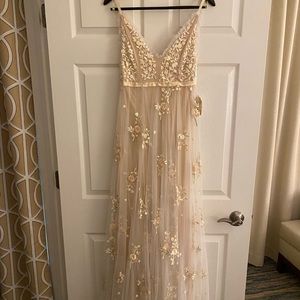 Altar’D state gorgeous rose gold floor length dress
